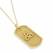 Celtic Knot Dog Tag Pendant Necklace 14k Yellow Gold