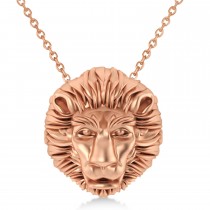 Lion's Head Pendant Necklace 14k Rose Gold