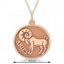 Aries Coin Zodiac Pendant Necklace 14k Rose Gold