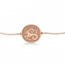 Capricorn Coin Zodiac Bracelet 14k Rose Gold