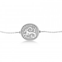 Capricorn Coin Zodiac Bracelet 14k White Gold