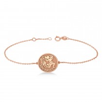 Aquarius Coin Zodiac Bracelet 14k Rose Gold