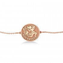 Aquarius Coin Zodiac Bracelet 14k Rose Gold