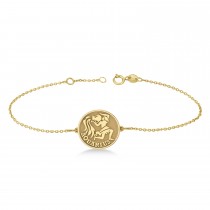 Aquarius Coin Zodiac Bracelet 14k Yellow Gold