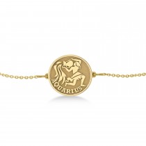 Aquarius Coin Zodiac Bracelet 14k Yellow Gold
