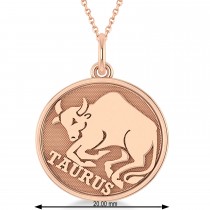 Taurus Coin Zodiac Pendant Necklace 14k Rose Gold