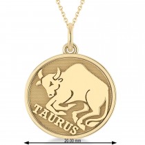 Taurus Coin Zodiac Pendant Necklace 14k Yellow Gold