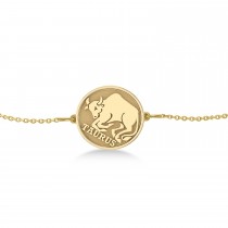 Taurus Coin Zodiac Bracelet 14k Yellow Gold