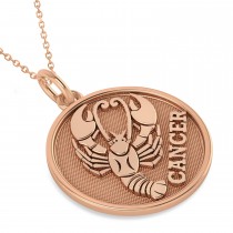 Cancer Coin Zodiac Pendant Necklace 14k Rose Gold