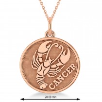 Cancer Coin Zodiac Pendant Necklace 14k Rose Gold