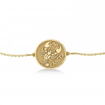 Cancer Coin Zodiac Bracelet 14k Yellow Gold
