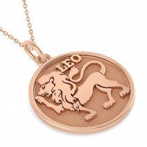 Leo Coin Zodiac Pendant Necklace 14k Rose Gold