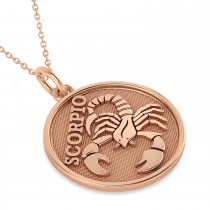 Scorpio Coin Zodiac Pendant Necklace 14k Rose Gold