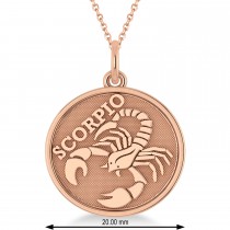 Scorpio Coin Zodiac Pendant Necklace 14k Rose Gold