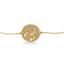 Scorpio Coin Zodiac Bracelet 14k Yellow Gold
