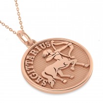 Sagittarius Coin Zodiac Pendant Necklace 14k Rose Gold