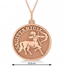 Sagittarius Coin Zodiac Pendant Necklace 14k Rose Gold