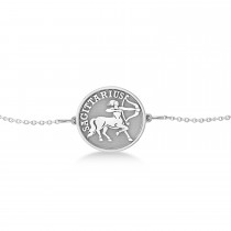 Sagittarius Coin Zodiac Bracelet 14k White Gold