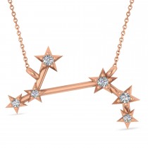 Diamond Aries Zodiac Constellation Star Necklace 14k Rose Gold (0.07ct)