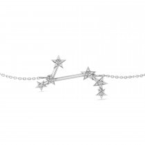 Diamond Aries Zodiac Constellation Star Bracelet 14k White Gold (0.07ct)
