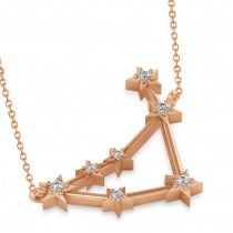 Diamond Capricorn Zodiac Constellation Star Necklace 14k Rose Gold (0.11ct)