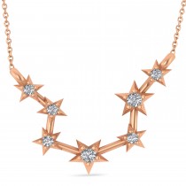 Diamond Aquarius Zodiac Constellation Star Necklace 14k Rose Gold (0.9 ct)