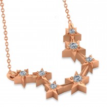 Diamond Aquarius Zodiac Constellation Star Necklace 14k Rose Gold (0.9 ct)