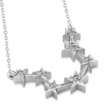 Diamond Aquarius Zodiac Constellation Star Necklace 14k White Gold (0.09ct)