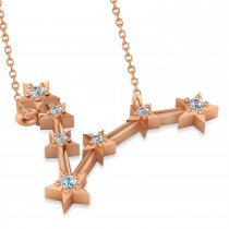 Diamond Pisces Zodiac Constellation Star Necklace 14k Rose Gold (0.10 ct)