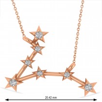 Diamond Pisces Zodiac Constellation Star Necklace 14k Rose Gold (0.10 ct)