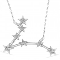 Diamond Pisces Zodiac Constellation Star Necklace 14k White Gold (0.10 ct)
