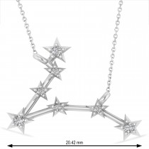 Diamond Pisces Zodiac Constellation Star Necklace 14k White Gold (0.10 ct)
