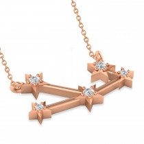 Diamond Taurus Zodiac Constellation Star Necklace 14k Rose Gold (0.07ct)