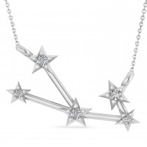 Diamond Taurus Zodiac Constellation Star Necklace 14k White Gold (0.07ct)