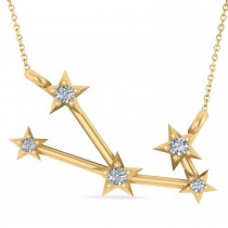 Diamond Taurus Zodiac Constellation Star Necklace 14k Yellow Gold (0.07ct)