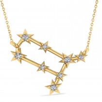 Diamond Gemini Zodiac Constellation Star Necklace 14k Yellow Gold (0.12ct)