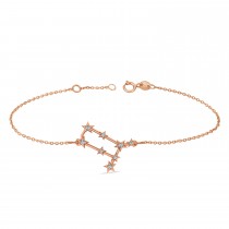 Diamond Gemini Zodiac Constellation Star Bracelet 14k Rose Gold (0.12ct)