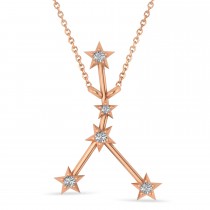 Diamond Cancer Zodiac Constellation Star Necklace 14k Rose Gold (0.09ct)