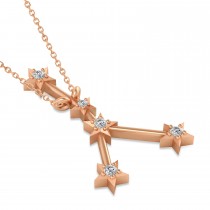 Diamond Cancer Zodiac Constellation Star Necklace 14k Rose Gold (0.09ct)