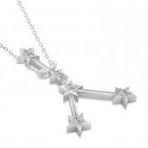 Diamond Cancer Zodiac Constellation Star Necklace 14k White Gold (0.09ct)