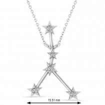 Diamond Cancer Zodiac Constellation Star Necklace 14k White Gold (0.09ct)