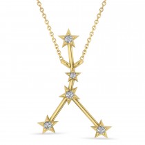 Diamond Cancer Zodiac Constellation Star Necklace 14k Yellow Gold (0.09ct)