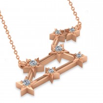 Diamond Leo Zodiac Constellation Star Necklace 14k Rose Gold (0.10ct)