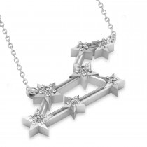 Diamond Leo Zodiac Constellation Star Necklace 14k White Gold (0.10ct)