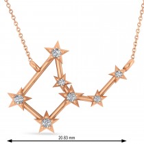 Diamond Virgo Zodiac Constellation Star Necklace 14k Rose Gold (0.11ct)