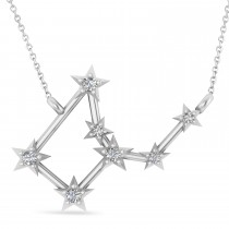 Diamond Virgo Zodiac Constellation Star Necklace 14k White Gold (0.11ct)
