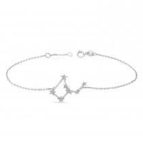 Diamond Virgo Zodiac Constellation Star Bracelet 14k White Gold (0.11ct)