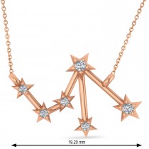 Diamond Libra Zodiac Constellation Star Necklace 14k Rose Gold (0.08ct)