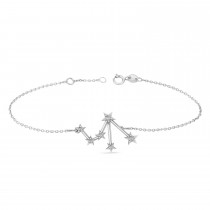 Diamond Libra Zodiac Constellation Star Bracelet 14k White Gold (0.08ct)