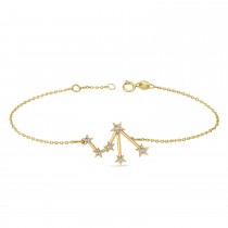 Diamond Libra Zodiac Constellation Star Bracelet 14k Yellow Gold (0.08ct)